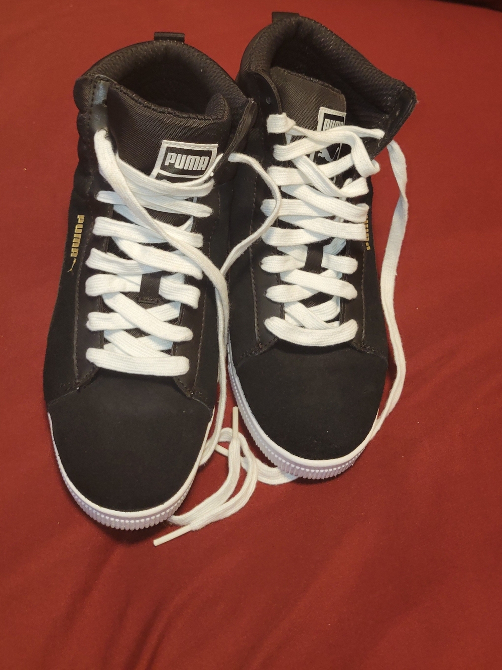 Puma Men’s Black High-Top Sneakers with White Laces